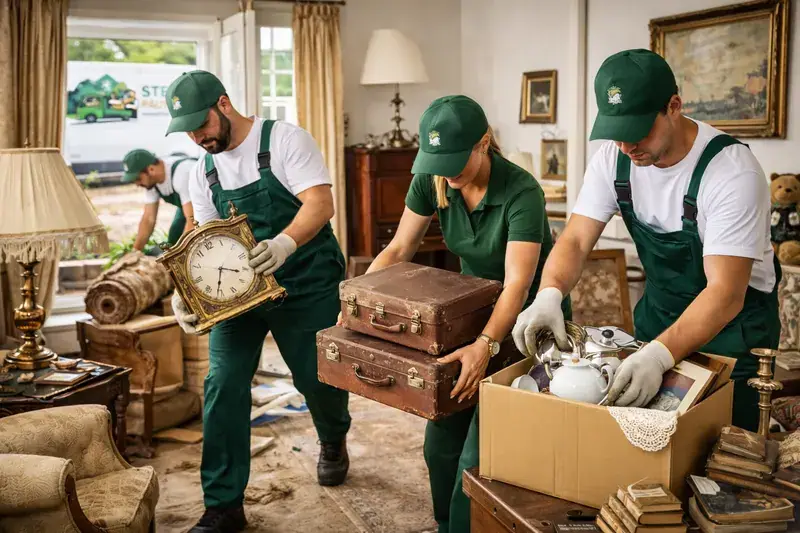 Wohnzimmer einer aufzulösenden Wohnung mit Möbeln aus mehreren Jahrzehnten